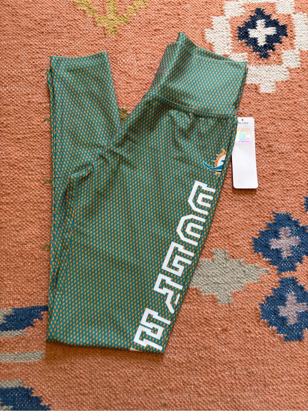NFL NWT Miami Dolphins Zubaz Women's Teal/Orange Mesh Print Leggings Size S